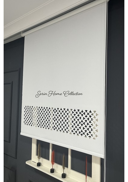 Serin Home Colection Lazer Kesim Beyaz Kalın Stor Güneşlik Perde (Dayanıklı Alüminyum Kasa) fiyatları