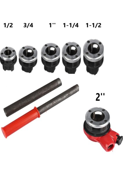 Boru Pafta Takımı 7'li Set Çantalı 1/2 - 3/4 - 1'' - 1-1/4 - 1-1/2 - 2''- Pafta Kolu fiyatları
