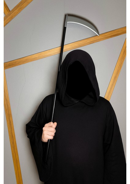 Halloween Geçmeli Çubuklu Azrail Orağı 90 cm Düz