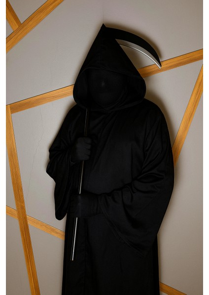 Halloween Geçmeli Çubuklu Azrail Orağı 90 cm Düz