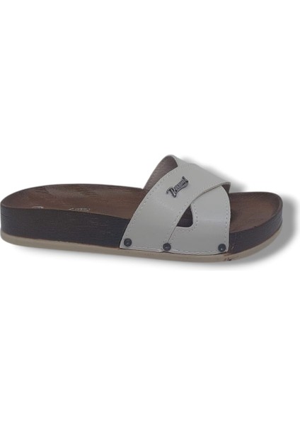 Parmi 21502 Kadın Krem Çapraz Bant Günlük Kullanım Terlik