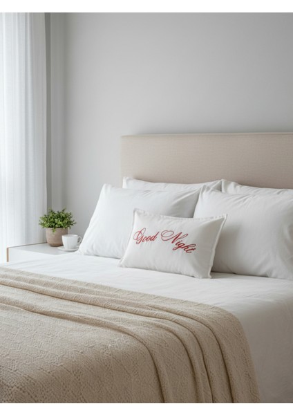 Good Night Yazılı Nakış Işlemeli Kırlent Kılıfı - 30X50CM - Çeyizlik Kırlent Kılıfı fiyatları