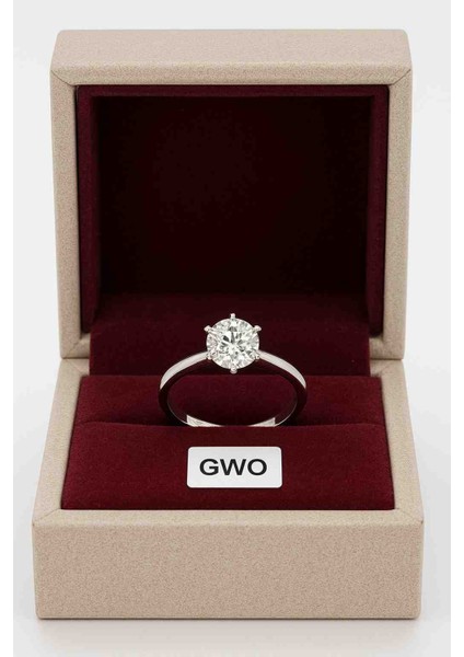 1.52 Karat Yuvarlak Kesim Mozanit Taşlı 925 Ayar Gümüş Tektaş Yüzük