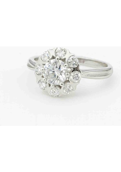 Mozanit Taşlı 925 Ayar Gümüş Çiçek Model Yüzük ✨