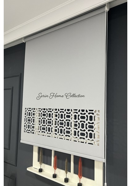 Serin Home Colection Lazer Kesim Gri Kalın Stor Güneşlik Perde (Dayanıklı Alüminyum Kasa) fiyatları