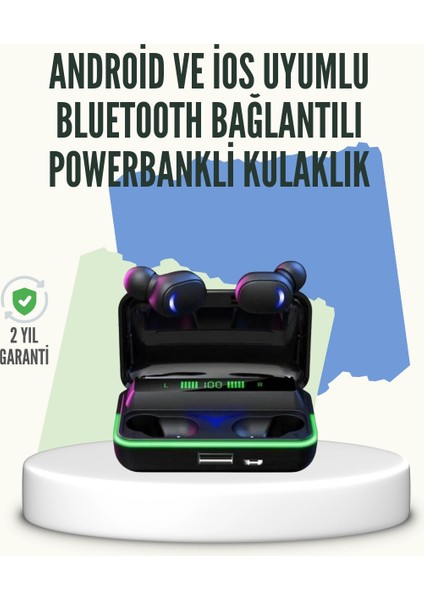 E10 Powerbank Şarjlı Bluetooth 5.1 Kulaklık Spor ve Oyun Için