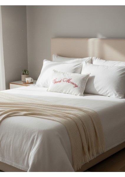 Good Morning Yazılı Nakış Işlemeli Kırlent Kılıfı - 30X50CM - Çeyizlik Kırlent Kılıfı fiyatları