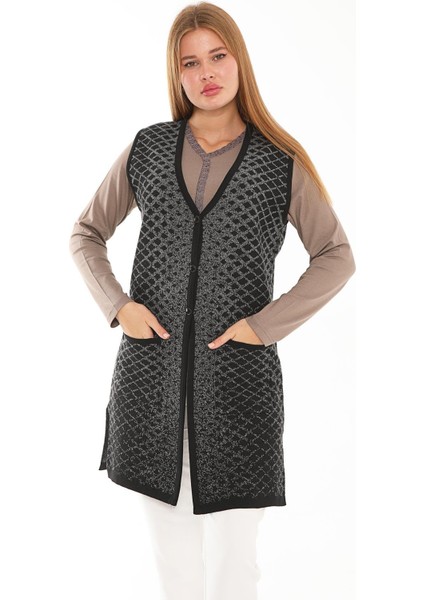 Dolu Örgü Triko Uzun Yelek 1548