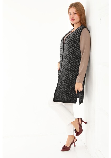 Dolu Örgü Triko Uzun Yelek 1548 fırsatları