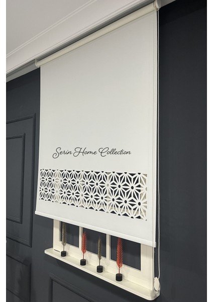 Serin Home Colection Lazer Kesim Krem Kalın Stor Güneşlik Perde (Dayanıklı Alüminyum Kasa) fiyatları