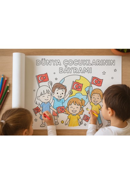 23 Nisan Ulusal Egemenlik ve Çocuk Bayramı Boyama Rulosu – Çocuklar Için Atatürk ve Bayram Temalı 4 Metrelik Dev Boyama Kağıdı | Eğitici ve Eğlenceli Etkinlik fırsatları