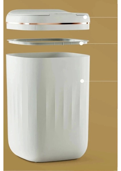 Akıllı Teknolojik Çöp Kutusu Uv Işıklı Otomatik Aç Kapat Sensörlü Mutfak Banyo Ev 20L