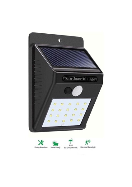Solar Enerjili 20 LED Duvar Lambası | Hareket Sensörlü, Su Geçirmez, Kablo Gerektirmez modelleri