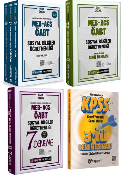 2026 Meb Ags Öabt Sosyal Bilgiler Öğretmenliği Konu Anlatımlı 3 Kitap-Çözümlü Soru Bankası-7 Deneme