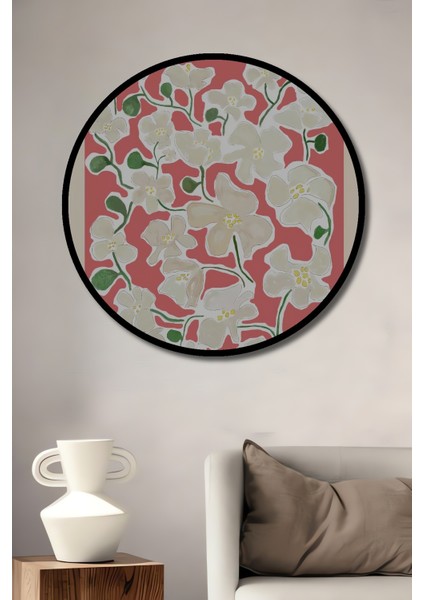 Çerçeve Görünümlü Dekoratif Ahşap Mdf Tablo Çiçek Pazarı Honolulu Vintage Sanat Yuvarlak Tablo