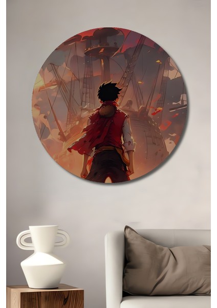 One Piece Macera Rüzgarı Ahşap Mdf Dekoratif Ev/işyeri Duvar Tablo Yuvarlak Ev/işyeri Duvar Tablo