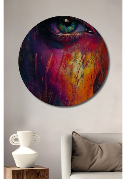 Renkli Soyut Bakış Dekoratif Ahşap Mdf Ev/işyeri Duvar Tablo Yuvarlak Ev/işyeri Duvar Tablo