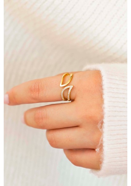 Baget Taşlı & Minimal Gold 2’li Kadın Yüzük Seti – Ayarlanabilir fırsatları