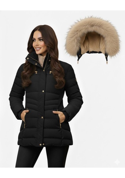 Kadın Büyük Beden Spor Kapüşonlu Içi Peluş Mont M5306 BGL-ST04892 fırsatları