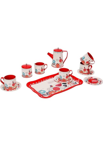 4939 Sun-Yfn-Lch-Metal Çay Seti Çiçek Dsn 2A 12PRÇ fırsatları
