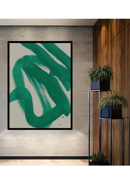 Çerçeve Görünümlü Modern Yeşil Fırça Dekoratif Ahşap Mdf Ev Duvar Tablo Dikdörtgen Ev Duvar Tablo