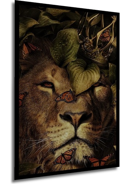 Çerçeve Görünümlü Aslan Kral Taçlı Ahşap Mdf Dekoratif Ev Duvar Tablo Dikdörtgen Ev Duvar Tablo modelleri