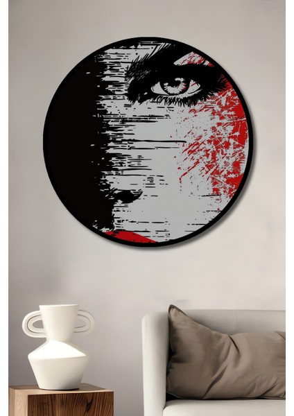 Çerçeve Görünümlü Gızemlı Gözler Dekoratif Ahşap Mdf Ev Duvar Tablo Yuvarlak Ev Duvar Tablo