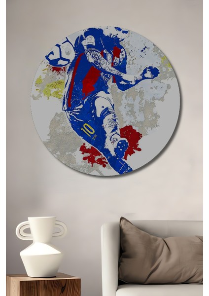 Messi Soyut Sanat Futbolcu Dekoratif Ahşap Mdf Ev/işyeri Duvar Tablo Yuvarlak Ev/işyeri Duvar Tablo