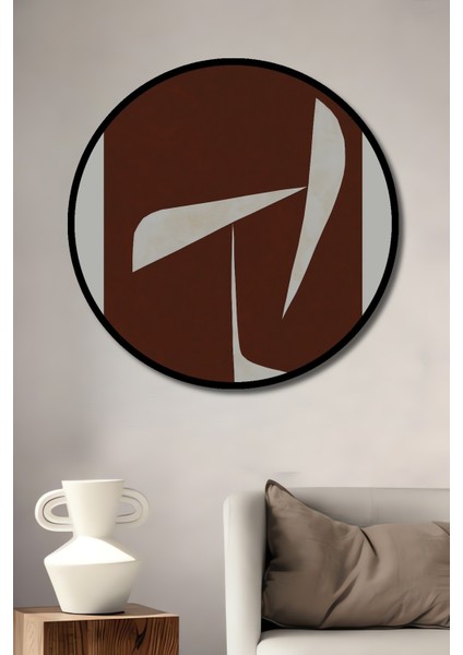 Çerçeve Görünümlü Soyut Sanat Dekoratif Ahşap Mdf Işyeri Duvar Tablo Yuvarlak Işyeri Duvar Tablo