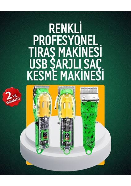 USB Şarjlı Şeffaf Gövdeli Saç Kesme Cihazı
