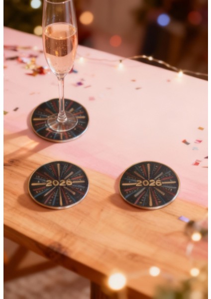2026 Yılbaşı Temalı Bardak Altlığı – Dekoratif & Özel Tasarım fiyatları