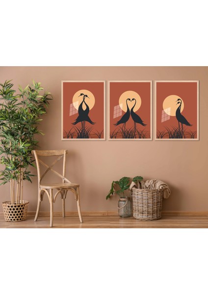 3 Parça Çerçeveli Aşık Kuşlar Ahşap Tablo Seti Bestablo fiyatları