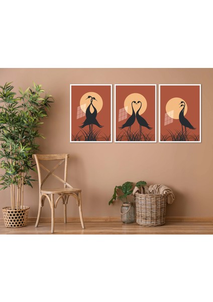 3 Parça Çerçeveli Aşık Kuşlar Ahşap Tablo Seti Bestablo modelleri