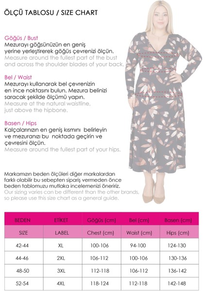 Kadın Siyah Kahve Floral Desen Kruvaze Yaka Büyük Beden Esnek Maxi Elbise