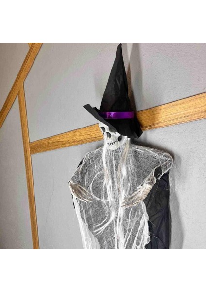 Halloween Cadılar Bayramı Iskelet Korkuluk Şapkalı Saçlı 100 cm Korku Aksesuarı modelleri