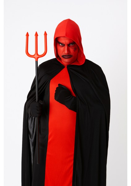 Halloween Cadılar Bayramı Şeytan Mızrağı 52 cm kırmızı 3 Çatllı Katlanabilir Korku Aksesuarı