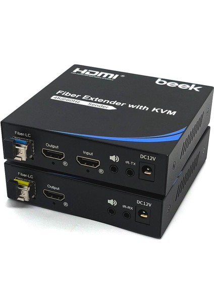 4K @60Hz HDMI Kvm Fiber Sinyal Uzatma Cihazı, Single Mode, 20KM