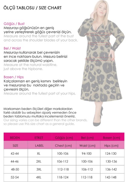 Kadın Haki Yeşil Leopar Desen Kruvaze Yaka Büyük Beden Esnek Maxi Elbise