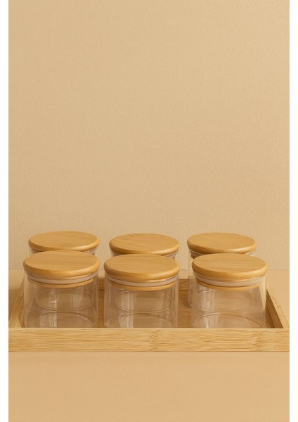 6 Lı Tepsili Borosilikat Cam Kahvaltılık Bambu -Bambu Kapaklı Kahvaltilik- ( 90 x 70 Mm) fiyatları