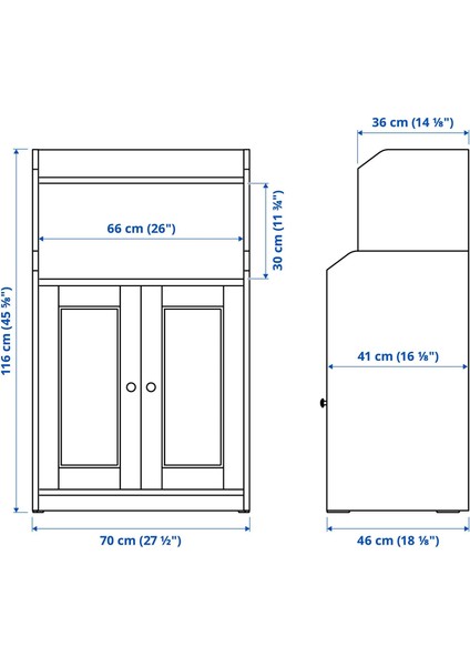Hauga Büfe Gri 70 x 116 cm fiyatları