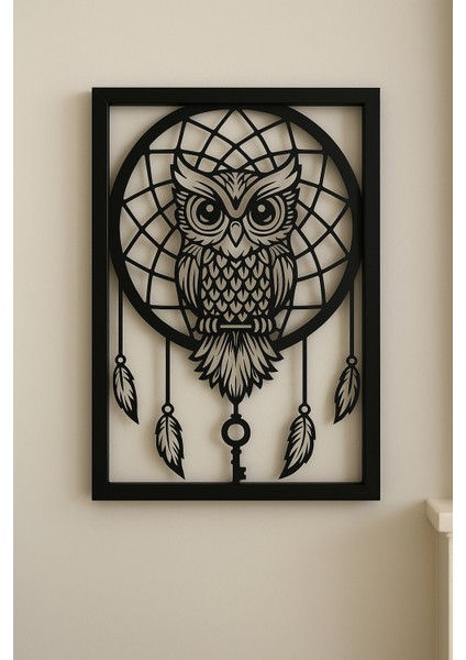 Baykuş Figürlü Rüya Kapanı Metal Duvar Tablosu fiyatları