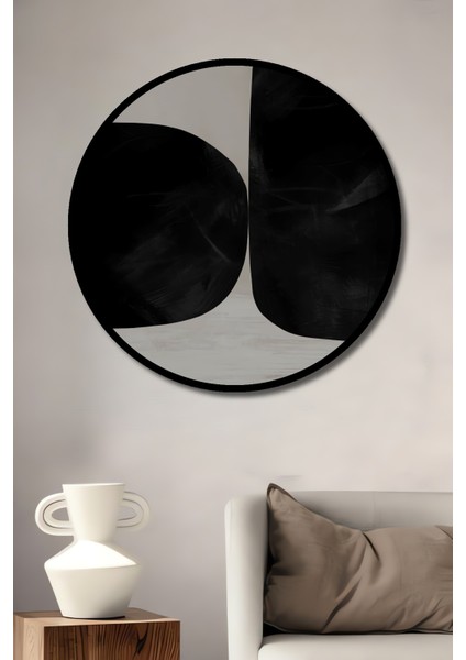 Çerçeve Görünümlü Soyut Minimalist Dekoratif Ahşap Mdf Ev Duvar Tablo Yuvarlak Ev Duvar Tablo