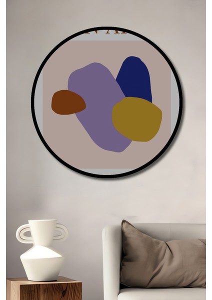 Çerçeve Görünümlü Soyut Sanat Dekoratif Ahşap Mdf Işyeri Duvar Tablo Yuvarlak Işyeri Duvar Tablo