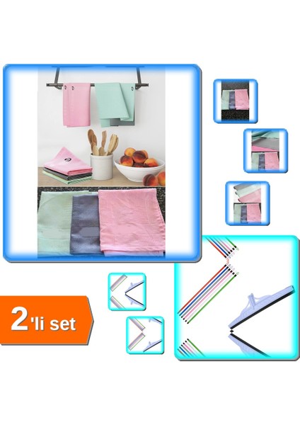 3 Adet Mikrofiber Temizlik Bezi + Saplı Yersil 2'li Set - Pratik Temizlik Çözümü Q8F3D2