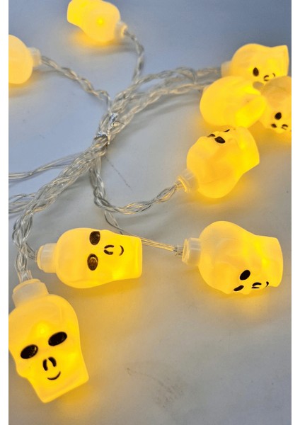 Halloween Cadılar Bayramı LED Işık Kuru Kafa Figür 2m 5cm Lik 10LU Pilli Parti Aksesuarı fiyatları