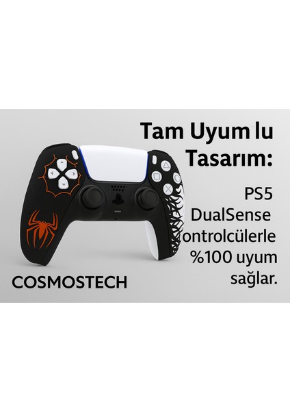 Ps5 Dualsense Joystick Koruyucu Silikon Kılıf – Yüksek Kaliteli, Esnek, Şık Spider 2 Desenli Kaplama