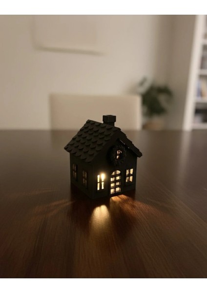 LED Işıklı Maket Ev Yılbaşı Hediyesi Gece Lambası Masa Lambası Dekor Süs