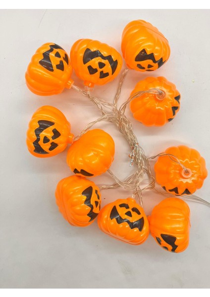 Halloween Cadılar Bayramı Işık LED Bal Kabağı Figür 2m 6cm 10LU Pilli Süsleme Dekoru fiyatları