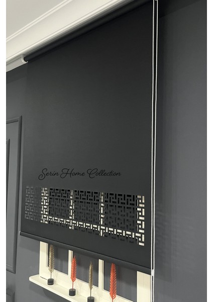 Serin Home Colection Lazer Kesim Siyah Kalın Stor Güneşlik Perde (Dayanıklı Alüminyum Kasa) fiyatları