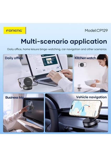 Araç Tutucu Düz ve Pürüzsüz Tüm Yüzeylere Kuvvetli Tutunan Araç Içi Telefon Tutucu Vakumlu Magsafe